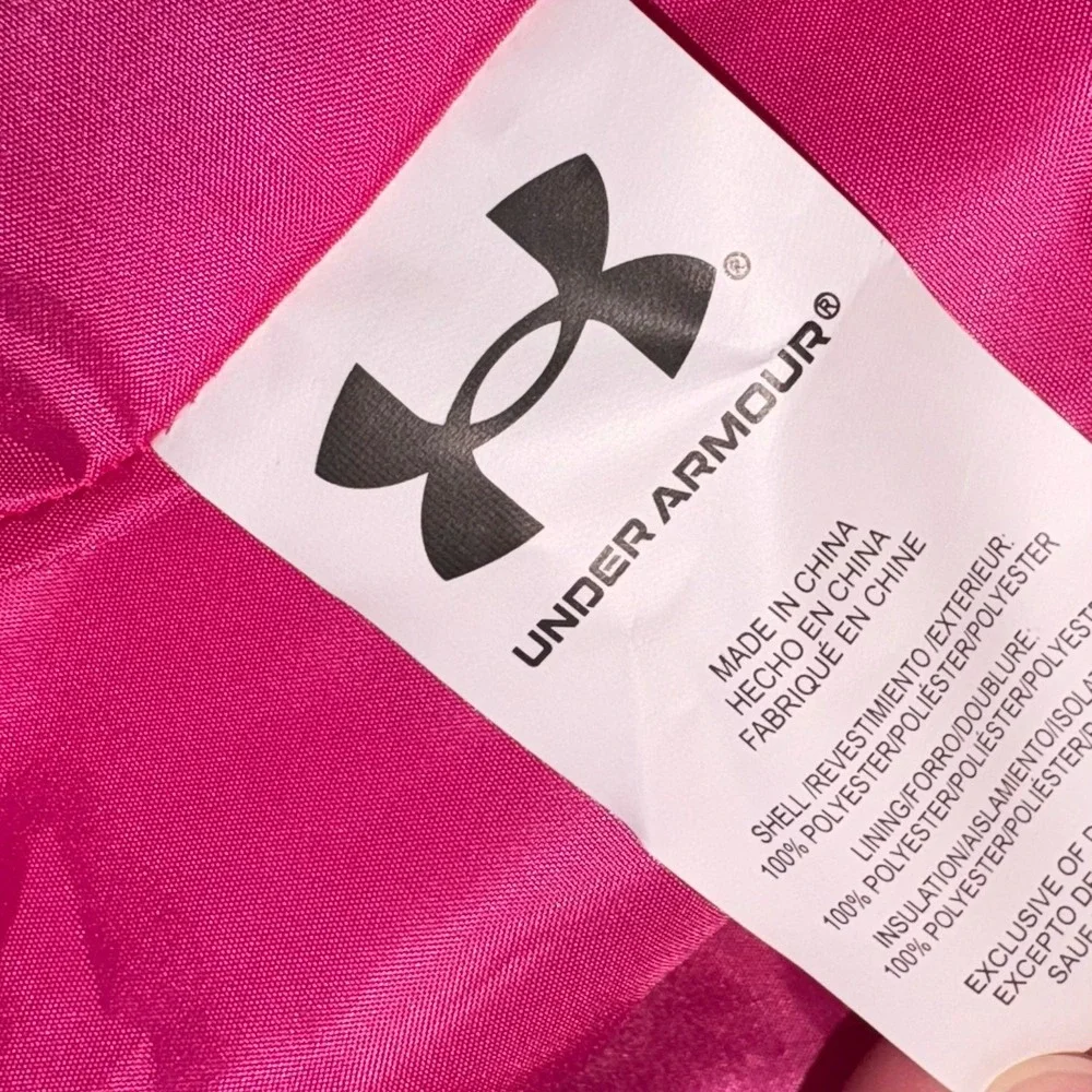 Under Armour Girls Large 14-16 Pink Puffer Jacket Full Zip Coat